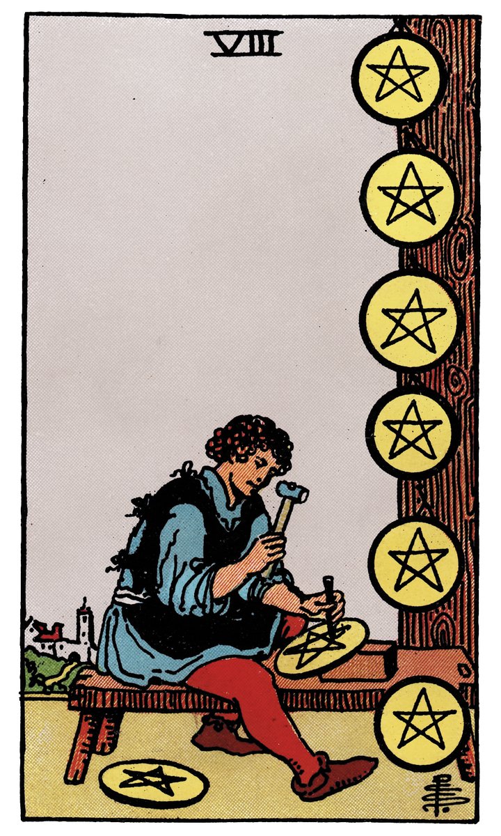 Eight of Pentacles, upright, in the situation position